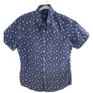 Ralph Lauren Shirt Mens Large Blue Button Down Short Sleeve Nautical Sailboat